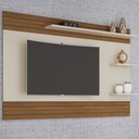 Ver imagem 1 de Painel para Tv até 60 Polegadas Mirage 3 Prateleiras Off White/freijó - Giga Móveis