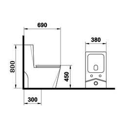 Vaso Sanitário Monobloco Quadrado Diamante Harmony 8019 Branco Vaso Sanirário 8019 - 6