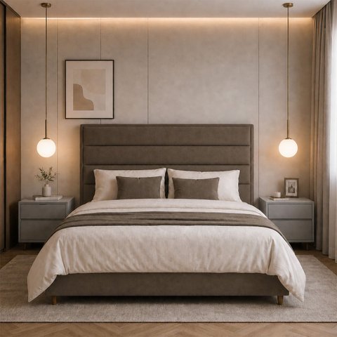Cabeceira para Cama Casal Estofada 1,38 Mts Iza Vilajo: Suede Marrom