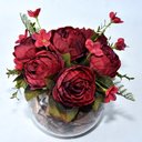 Ver imagem 2 de Arranjo de Rosas Artificiais Vermelhas em Vaso de Vidro