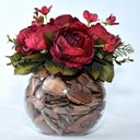 Ver imagem 1 de Arranjo de Rosas Artificiais Vermelhas em Vaso de Vidro