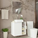 Ver imagem 1 de Armário Gabinete com Espelho para Banheiro 60cm Branco Madesa