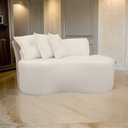 Ver imagem 2 de Sofá Pequeno Orgânico 2 Lugares Living 145 Cm Sala Recepção Clinica Consultório Bouclé - Branco