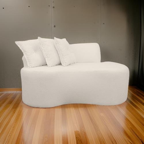 Sofá Pequeno Orgânico 2 Lugares Living 145 Cm Sala Recepção Clinica Consultório Bouclé - Branco - 4