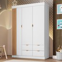 Ver imagem 2 de Guarda Roupa Infantil Ayla 3 Portas e 4 Gavetas Branco Acetinado - Phoenix Baby