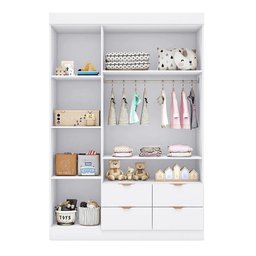 Guarda Roupa Infantil Ayla 3 Portas e 4 Gavetas Branco Acetinado - Phoenix Baby - 3