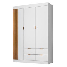 Guarda Roupa Infantil Ayla 3 Portas e 4 Gavetas Branco Acetinado - Phoenix Baby - 1