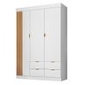 Guarda Roupa Infantil Ayla 3 Portas e 4 Gavetas Branco Acetinado - Phoenix Baby - 1