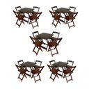 Ver imagem 1 de Kit 5 Conjuntos Dobráveis 70x70 Imbuia 5 Mesas 20 Cadeira