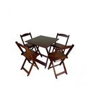 Ver imagem 2 de Kit 5 Conjuntos Dobráveis 70x70 Imbuia 5 Mesas 20 Cadeira