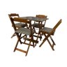 Conjunto Dobrável 70x70 Imbuia com 4 Cadeiras Estofada Xadrez - 1