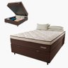 Cama Box Casal Com Baú Colchão Magnético Massageador Omega 138x188x26cm Marrom - 1