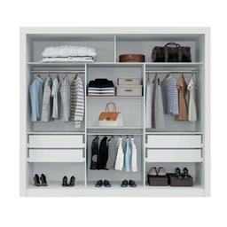 Guarda Roupa Casal com Espelho 3 Portas 4 Gavetas - Manaus New-Branco - Leifer Móveis - 2