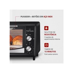 Forno Elétrico de Bancada Mondial com Timer 6l Preto Pratic Cook Fr-09 - 220v - 3