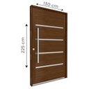 Ver imagem 2 de Porta de Alumínio Pivotante Amadeirada com Friso 225cm X 130 Cm Lucasa Eccellente Abertura Esquerda