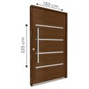 Ver imagem 2 de Porta de Alumínio Pivotante Amadeirada com Friso 225cm x 130 cm Lucasa Eccellente Abertura Esquerda Amarelo/Marrom