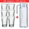 Kit Jarra de Suco de Vidro 1litro + 06 Copos 210ml em Vidro - para Água Suco Chá Gelados - Panami - 4