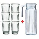 Ver imagem 1 de Kit Jarra de Suco de Vidro 1litro + 06 Copos 210ml em Vidro - para Água Suco Chá Gelados - Panami