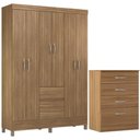 Ver imagem 1 de Kit Guarda Roupa Solteiro 6 Portas Flash Ii Cômoda Astral - Amêndola Touch