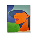 Ver imagem 4 de Mini Quadro Bela Jovem de Chapeu Pintado a Mão 30x25cm