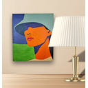 Ver imagem 1 de Mini Quadro Bela Jovem de Chapeu Pintado a Mão 30x25cm