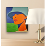 Mini Quadro Bela Jovem de Chapeu Pintado a Mão 30x25cm - 1