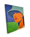 Ver imagem 5 de Mini Quadro Bela Jovem de Chapeu Pintado a Mão 30x25cm
