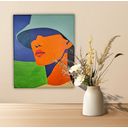 Ver imagem 3 de Mini Quadro Bela Jovem de Chapeu Pintado a Mão 30x25cm