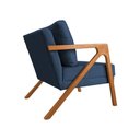 Ver imagem 5 de Kit 2 Poltronas Mona Monique Luxo Base Madeira Maciça Cerejeira Linho Azul