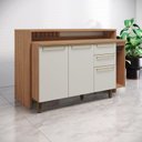 Ver imagem 1 de Kit Ilha Gourmet Balcão 2 Gavetas com Tampo Yasmin Espresso Móveis