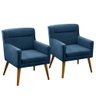 Kit 2 Poltrona Para Sala Decorativa Pérola Suede Azul Adonai Estofados - 2