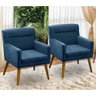 Kit 2 Poltrona Para Sala Decorativa Pérola Suede Azul Adonai Estofados - 1