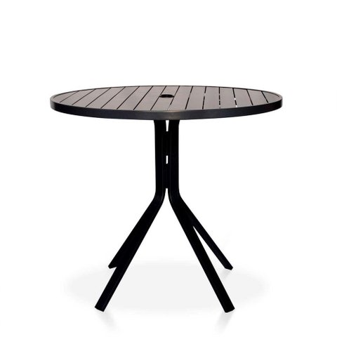 Mesa Para área Externa Gourmet Jardim Tampo Em Alumínio Ripado Preto Tampo Sem Furo Para