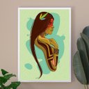 Ver imagem 1 de Quadro Decorativo Cabocla Jupira 45x34cm - com Vidro:madeira Branca