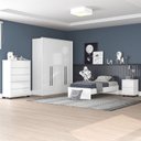 Ver imagem 1 de Guarda-roupa Sevilha 4 Portas Cômoda 5 Gavetas Mesa de Cabeceira 2 Gavetas Cama Infanto Juvenil