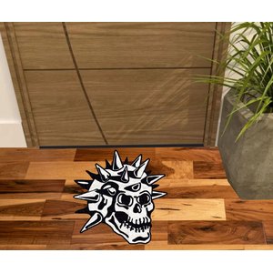 TAPETE CAVEIRA PRETA E BRANCA MEDIDA GRANDE, PARA SALA QUARTO VARANDA.