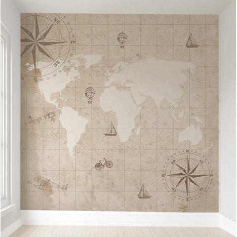 Papel de parede mapa mundi para quarto de bebê M² PP141