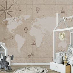 Papel de parede mapa mundi para quarto de bebê M² PP141 - 3
