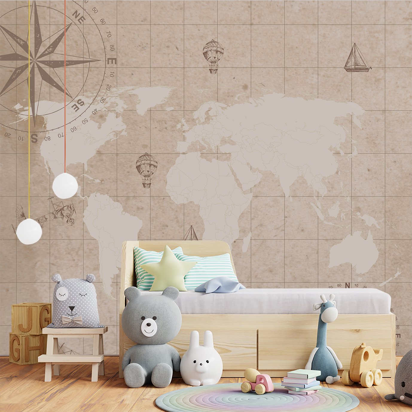 Papel de parede mapa mundi para quarto de bebê M² PP141 - 4