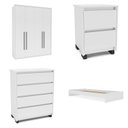 Ver imagem 2 de Guarda-roupa Sevilha 4 Portas Cômoda 4 Gavetas Mesa de Cabeceira 2 Gavetas Cama Infanto Juvenil