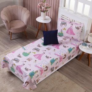 Colcha Cobre Leito Solteiro Infantil Menina Personagens de Desenho Animado + Capa de Almofada:prince