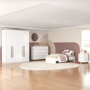 Ver imagem 1 de Guarda-roupa Sevilha 4 Portas Cômoda 8 Gavetas Mesa de Cabeceira 2 Gavetas Cama Infanto Juvenil
