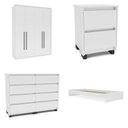 Ver imagem 2 de Guarda-roupa Sevilha 4 Portas Cômoda 8 Gavetas Mesa de Cabeceira 2 Gavetas Cama Infanto Juvenil