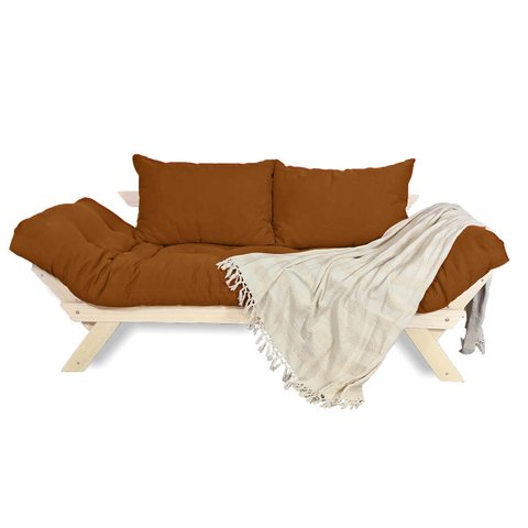 Sofá Japão Futon Caramelo em Madeira Maciça