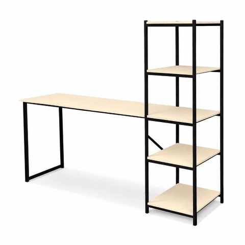 Escrivaninha Mesa para Estudo e Home Office Tower Klm Store Preto com Off White