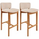 Ver imagem 1 de Kit 02 Banquetas Alta para Cozinha Sala de Jantar Bar Dara L02 Linho Bege - Lyam Decor