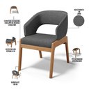 Ver imagem 3 de Kit 06 Cadeiras de Jantar e Estar Living Estofada Lince L02 Linho Cinza Escuro - Lyam Decor
