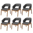 Ver imagem 1 de Kit 06 Cadeiras de Jantar e Estar Living Estofada Lince L02 Linho Cinza Escuro - Lyam Decor
