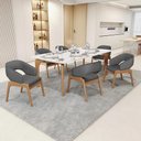 Ver imagem 2 de Kit 06 Cadeiras de Jantar e Estar Living Estofada Lince L02 Linho Cinza Escuro - Lyam Decor