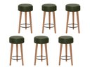 Ver imagem 1 de Kit 6 Bancos Banqueta Paris Couro Verde Mesa Gourmet Pés Madeira Ms Decor